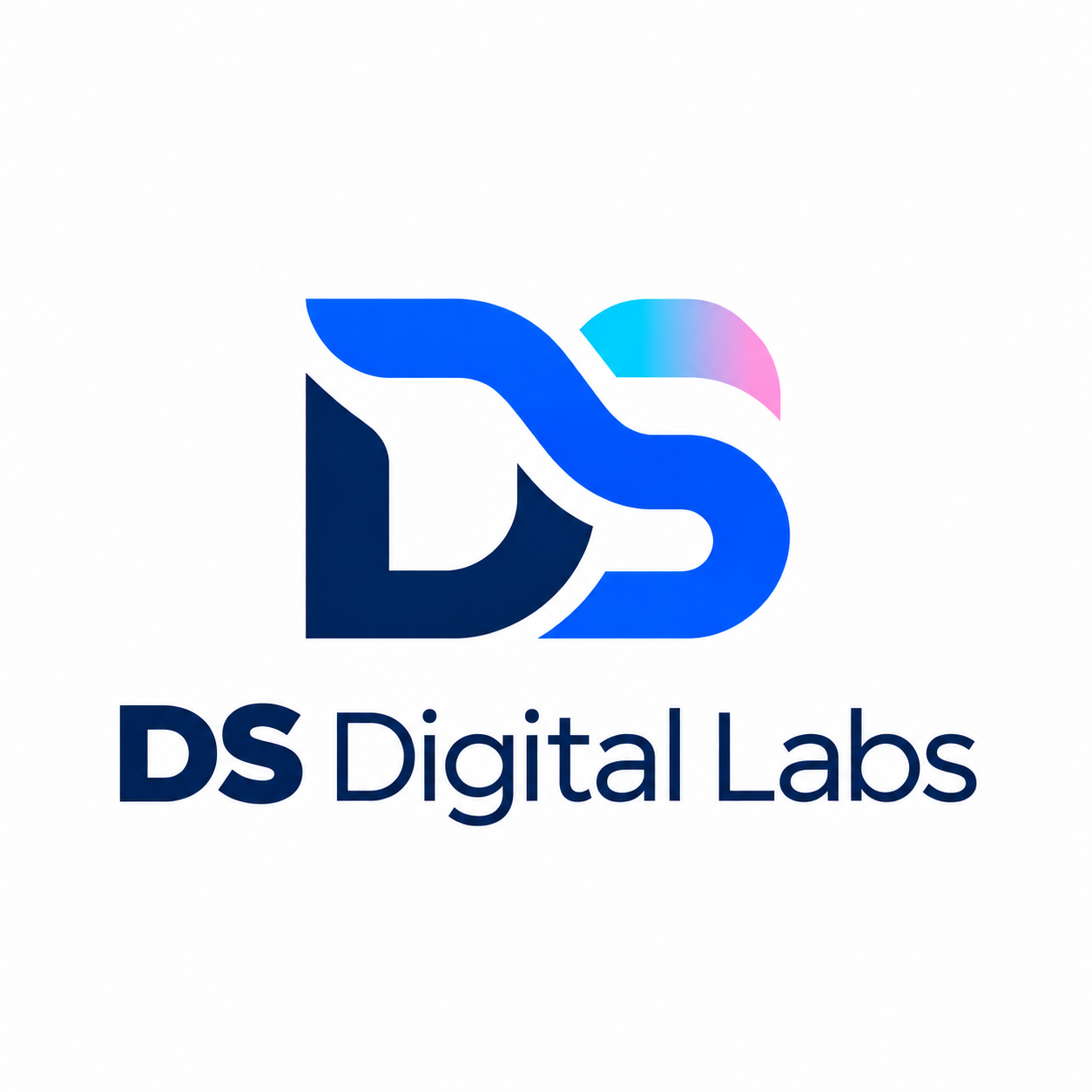 DS Digital Labs โลโก้สีน้ำเงิน ฟ้า และชมพูพาสเทล